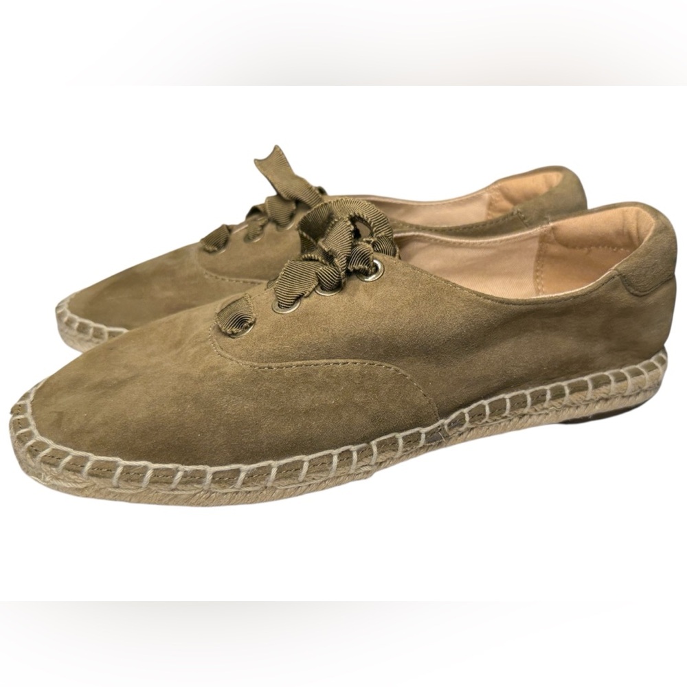 Vionic Women’s Sandy Espadrille Sneaker Olive Green Suede Comfort Shoe Size 6